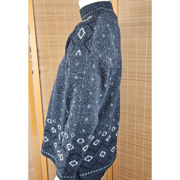 Vtg Ski Sweater Mens Sz M Gray Fair Isle Snowflake Spunky Acrylic Mock Neck USA - Picture 7 of 10